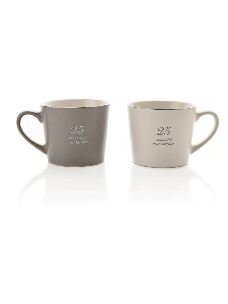 Widdop grey 25th anniversary amore mugs set - British product