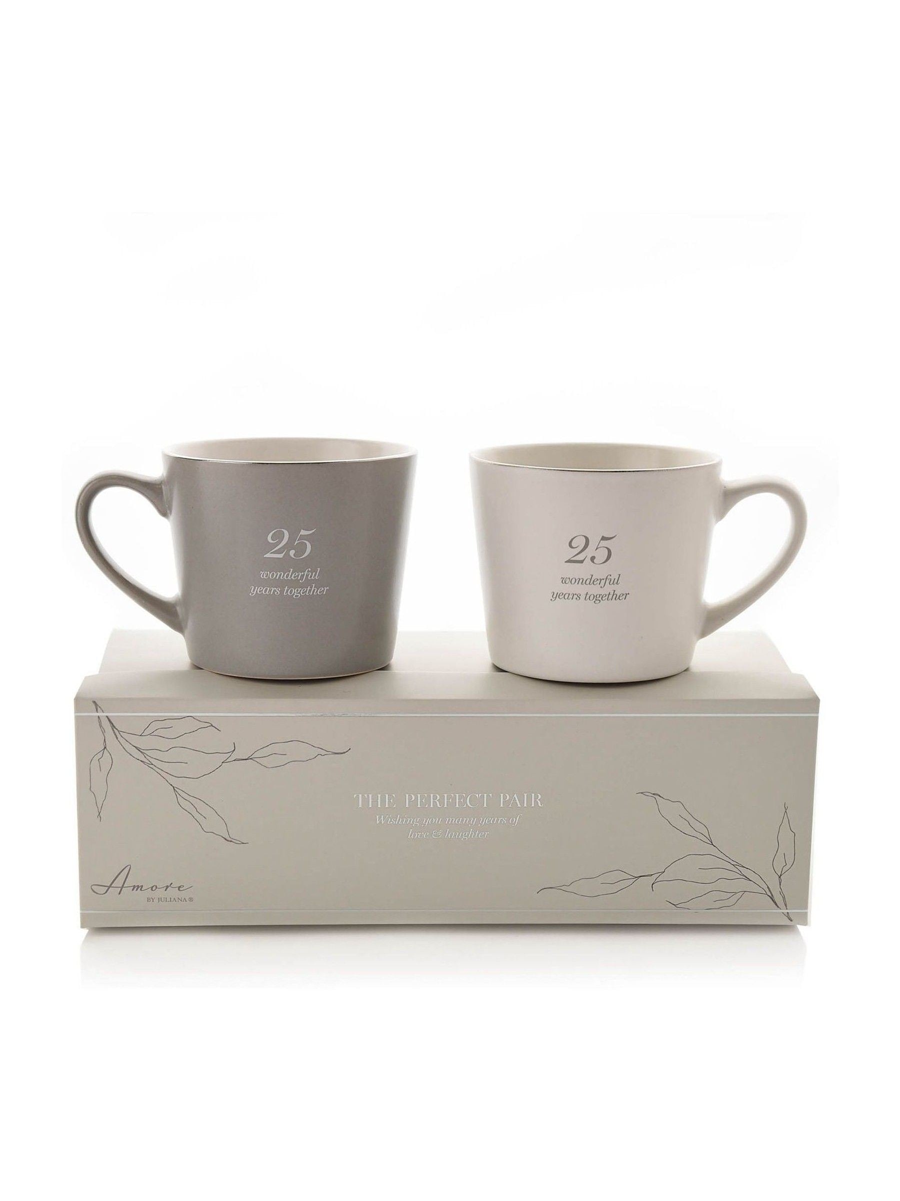 Widdop grey 25th anniversary amore mugs set - British product