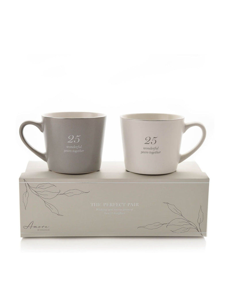 Widdop grey 25th anniversary amore mugs set - British product