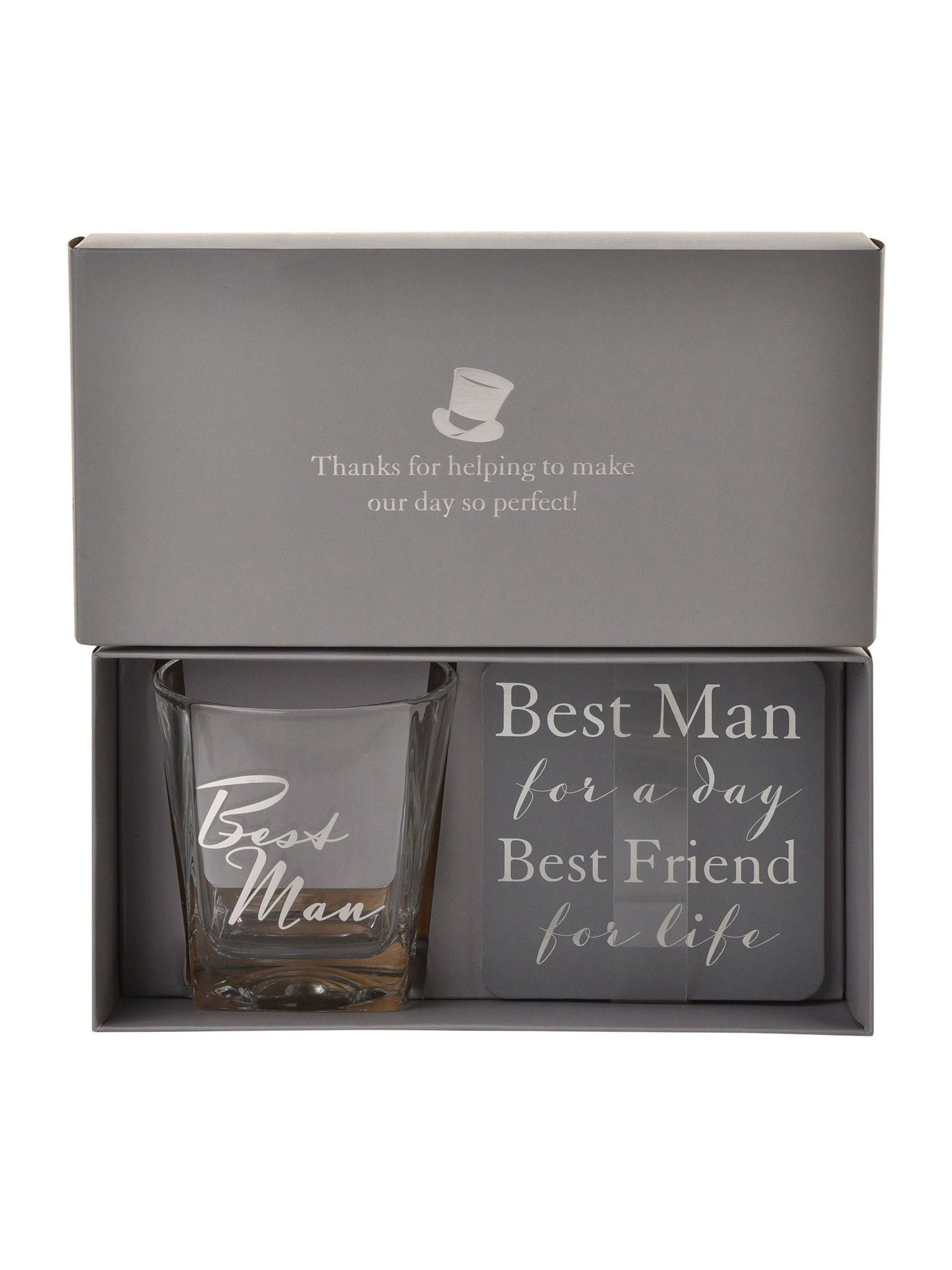 Amore by Juliana Best Man whisky glass and coaster set, UK version