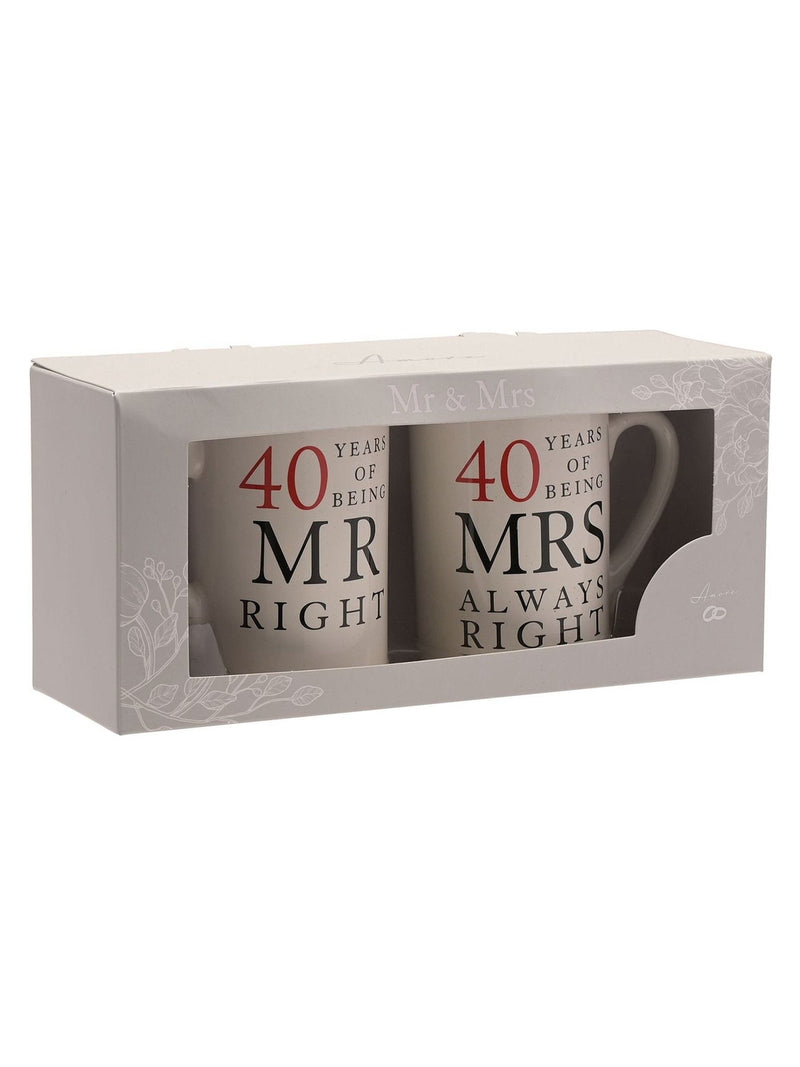 Amore by Juliana ivory 40 years anniversary ceramic mugs gift set 10.5cm (British brand)