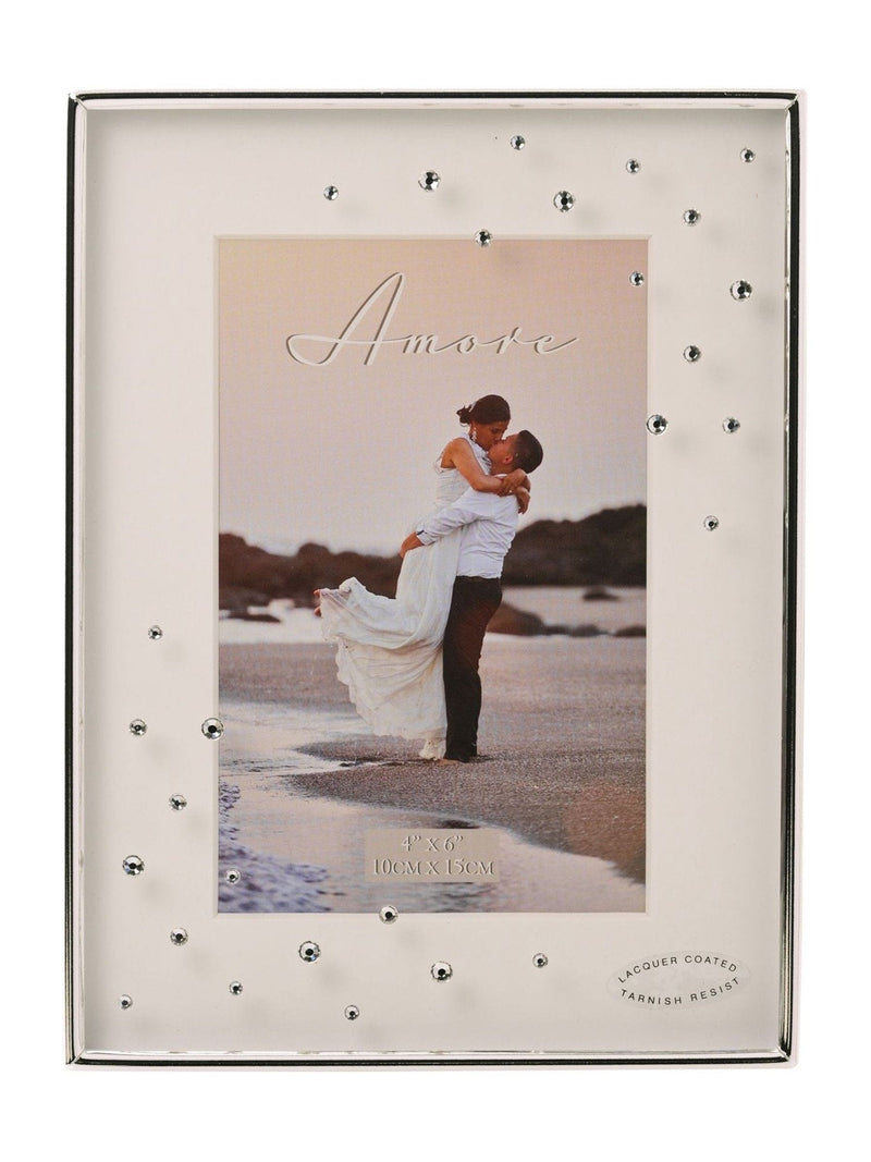 Widdop silver Amore box frame with crystals 4 x 6 (British brand)