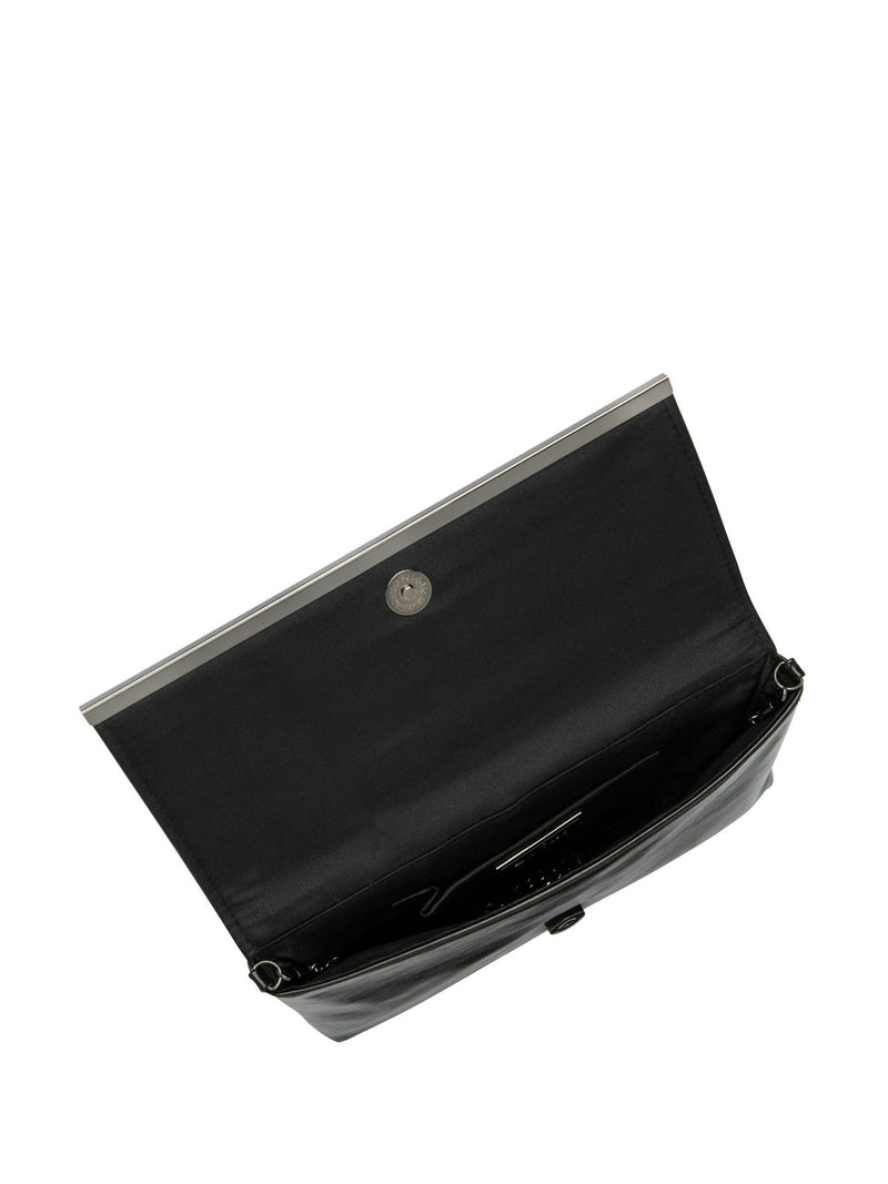 Lotus Black Patent Clutch Handbag