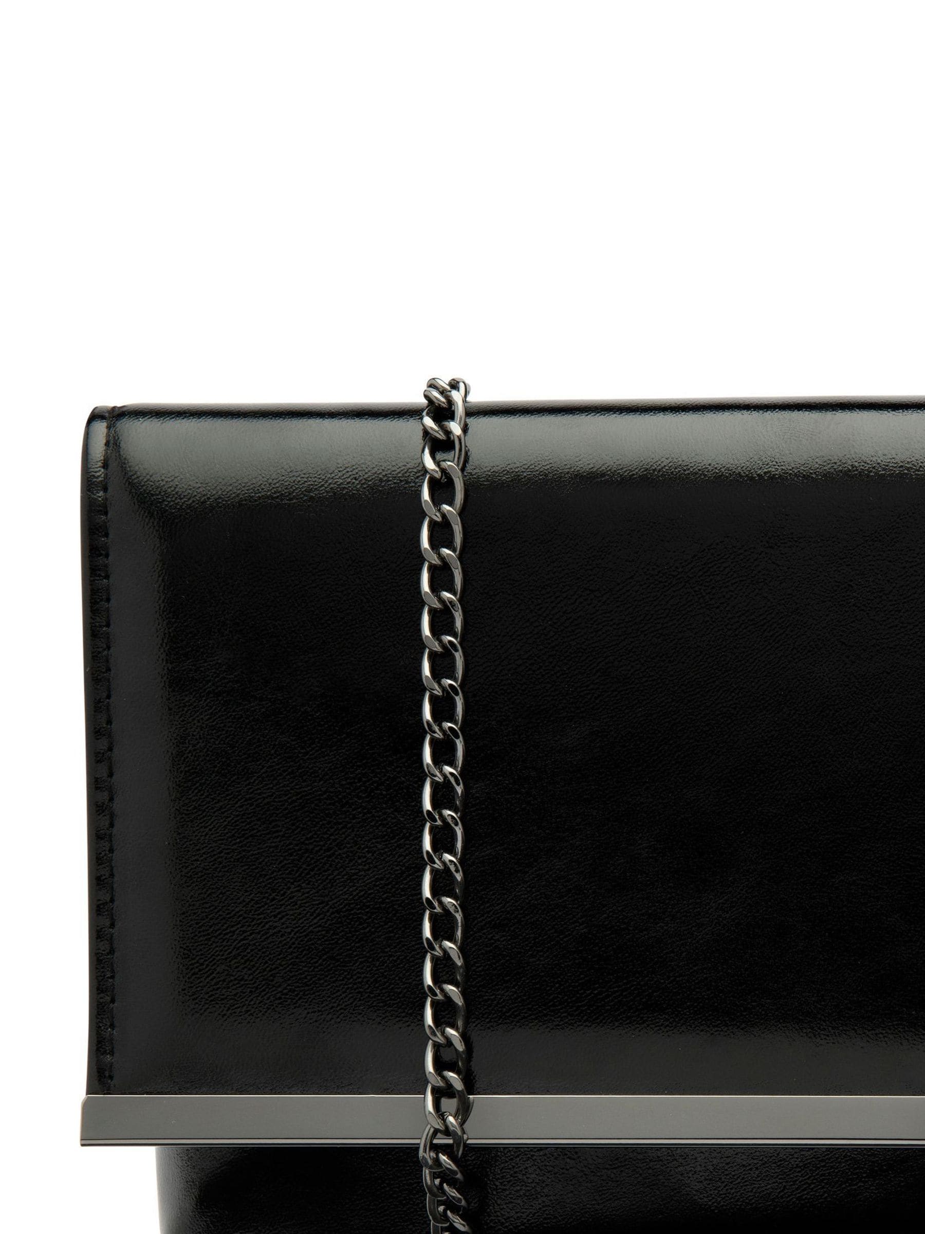 Lotus Black Patent Clutch Handbag