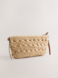 Natural raffia effect cross-body bag with recycled lining (British brand)
