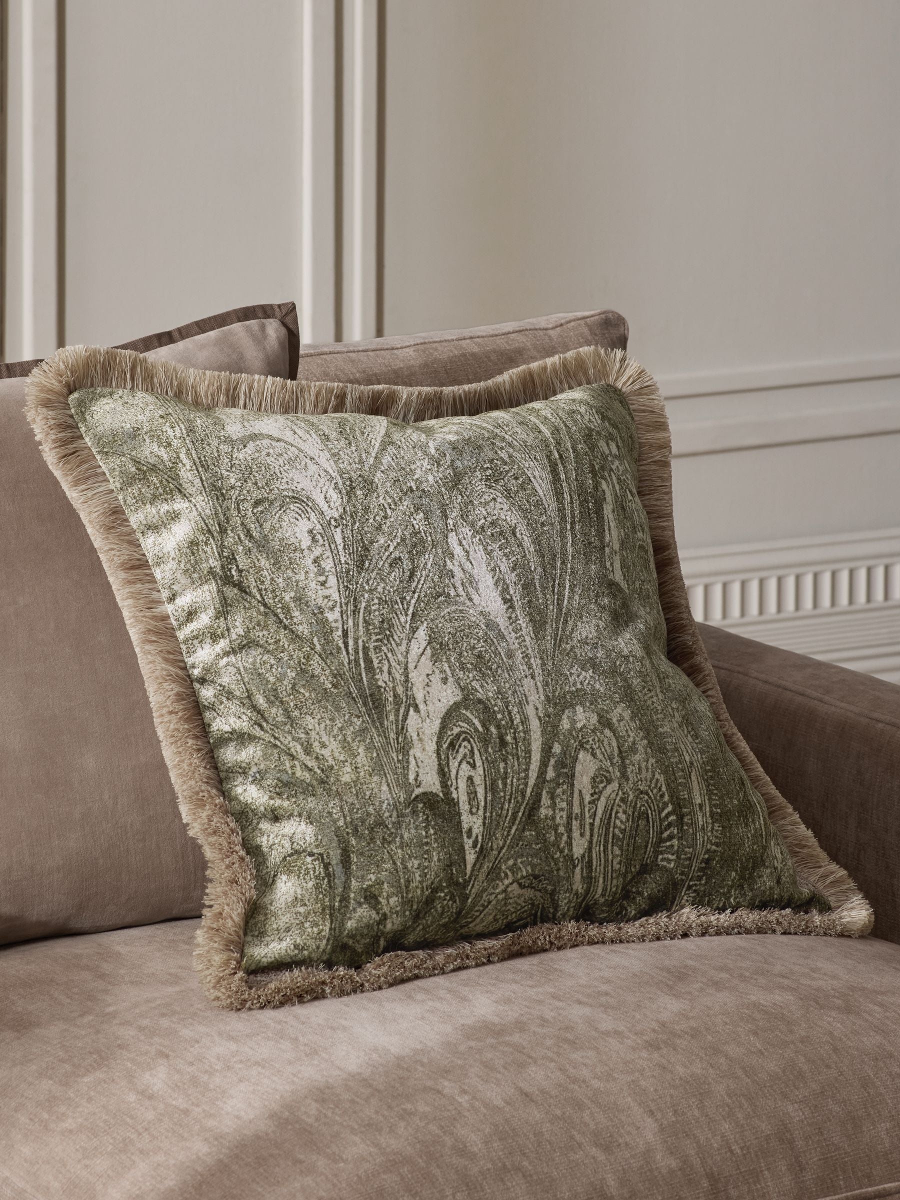 N. Premium green paisley cushion 50x50cm (British brand)