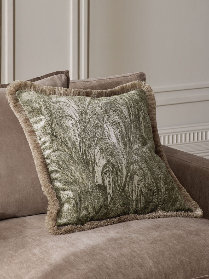 N. Premium green paisley cushion 50x50cm (British brand)