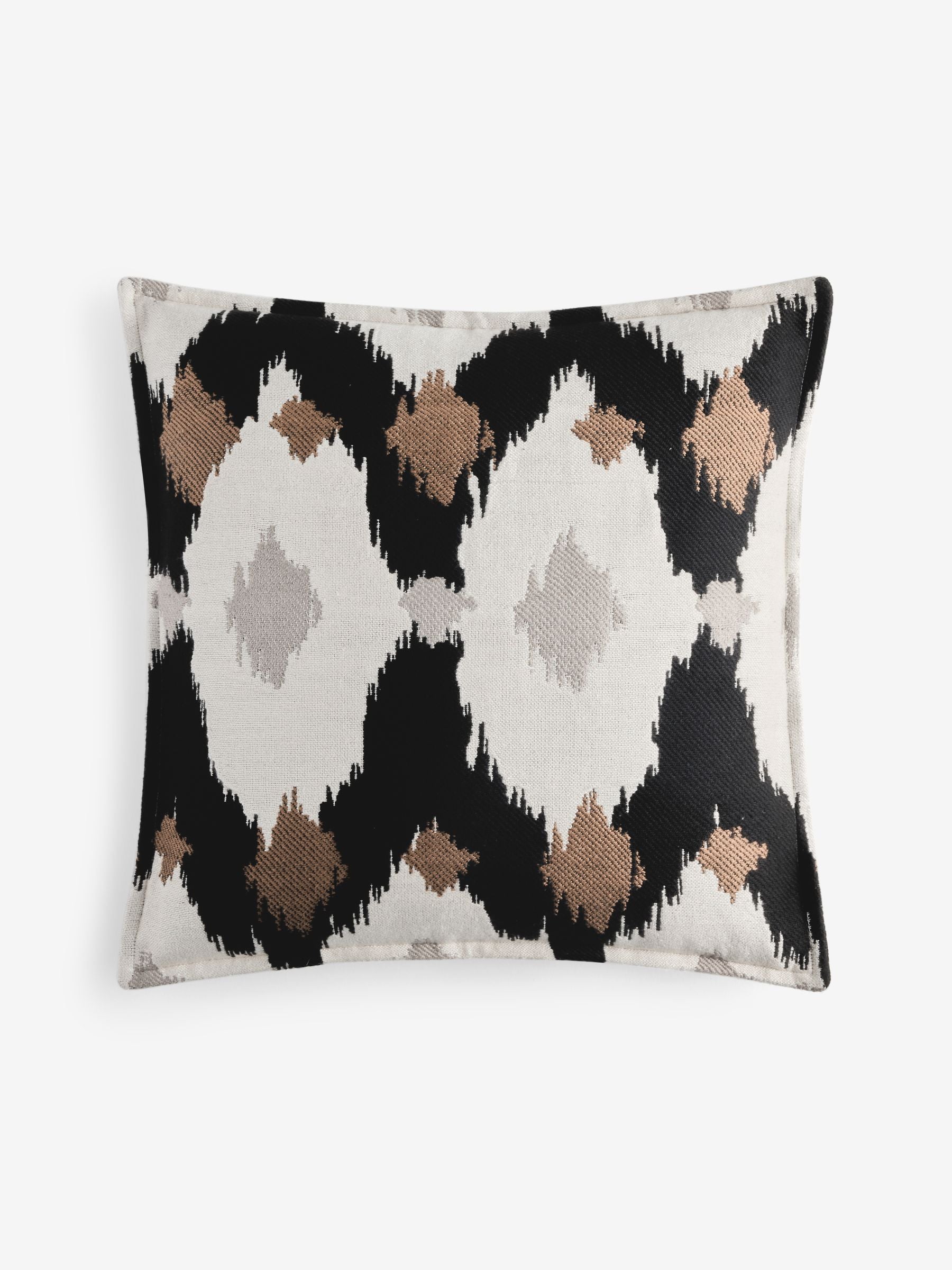 Woven ikat cushion black white 50x50cm, UK version