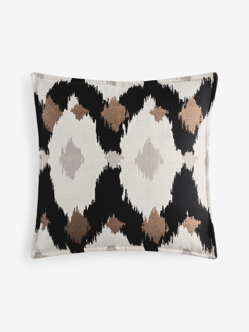 Woven ikat cushion black white 50x50cm, UK version