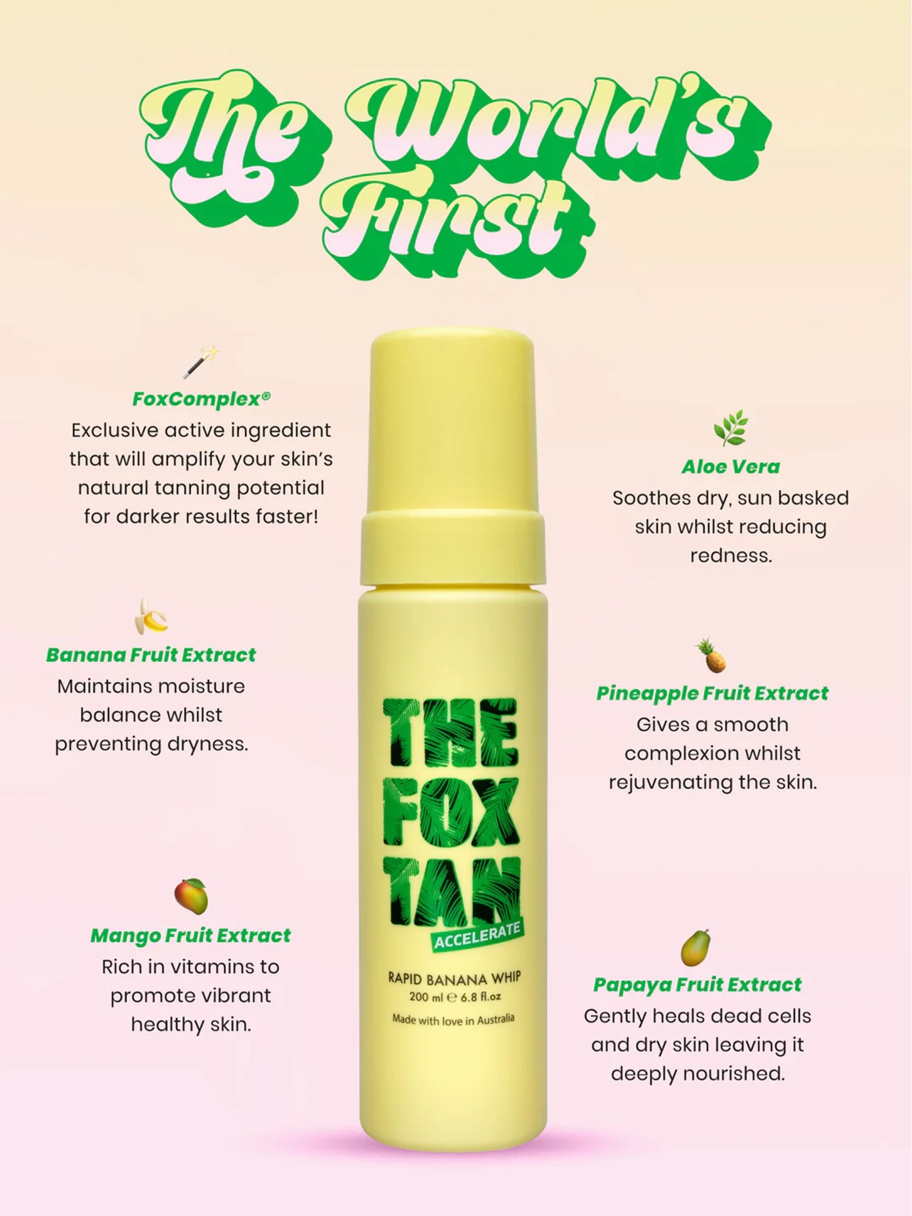 The Fox Tan Rapid Banana Whip tan accelerator 200ml (British brand)