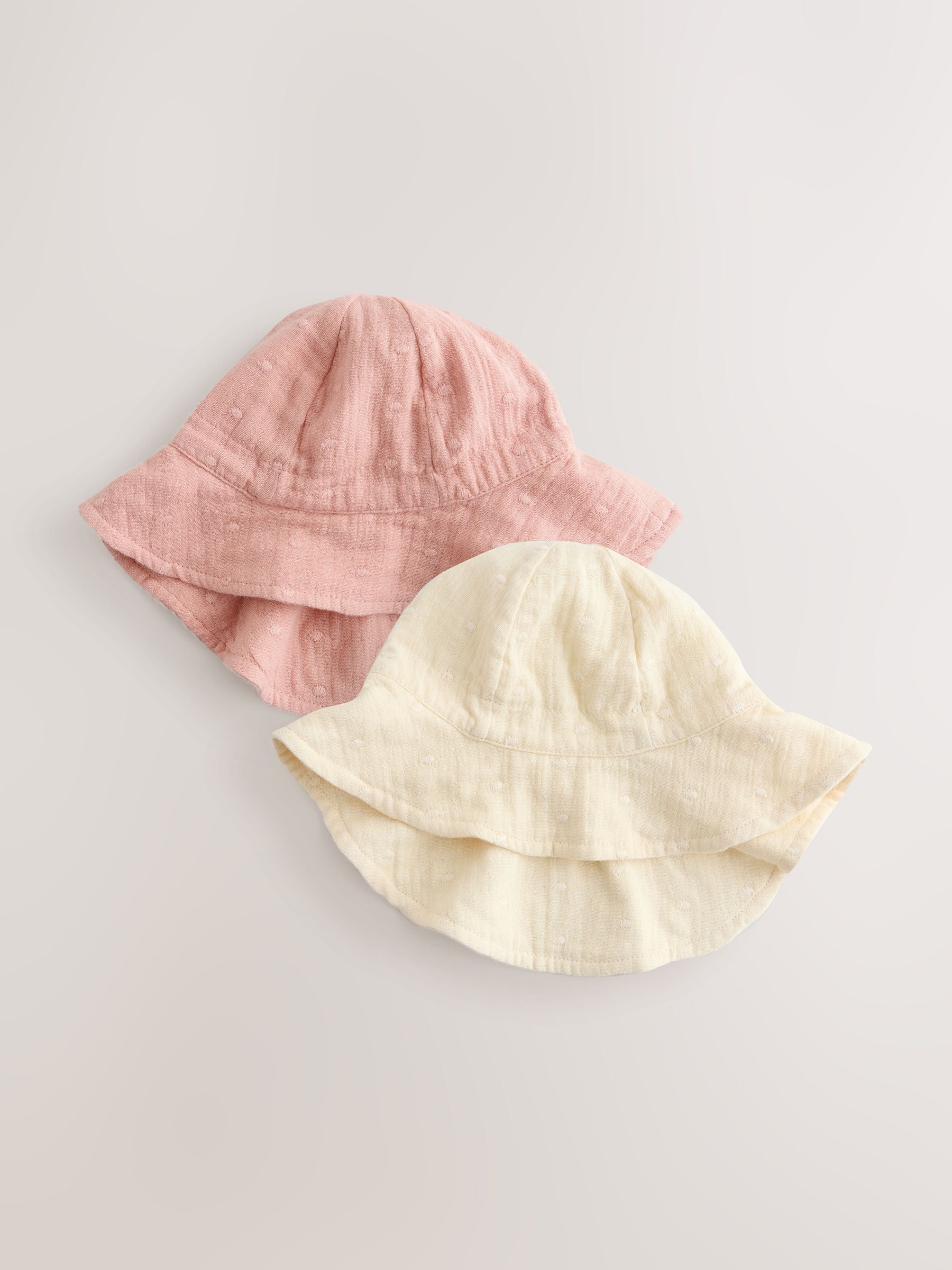 Baby bucket hats 2 pack pink and beige, UK version