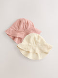 Baby bucket hats 2 pack pink and beige, UK version