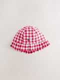 Embroidered strawberry baby bucket hats 2 pack denim and gingham (British brand)