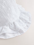 White broderie bucket baby hat, imported from the UK