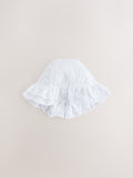 White broderie bucket baby hat, imported from the UK