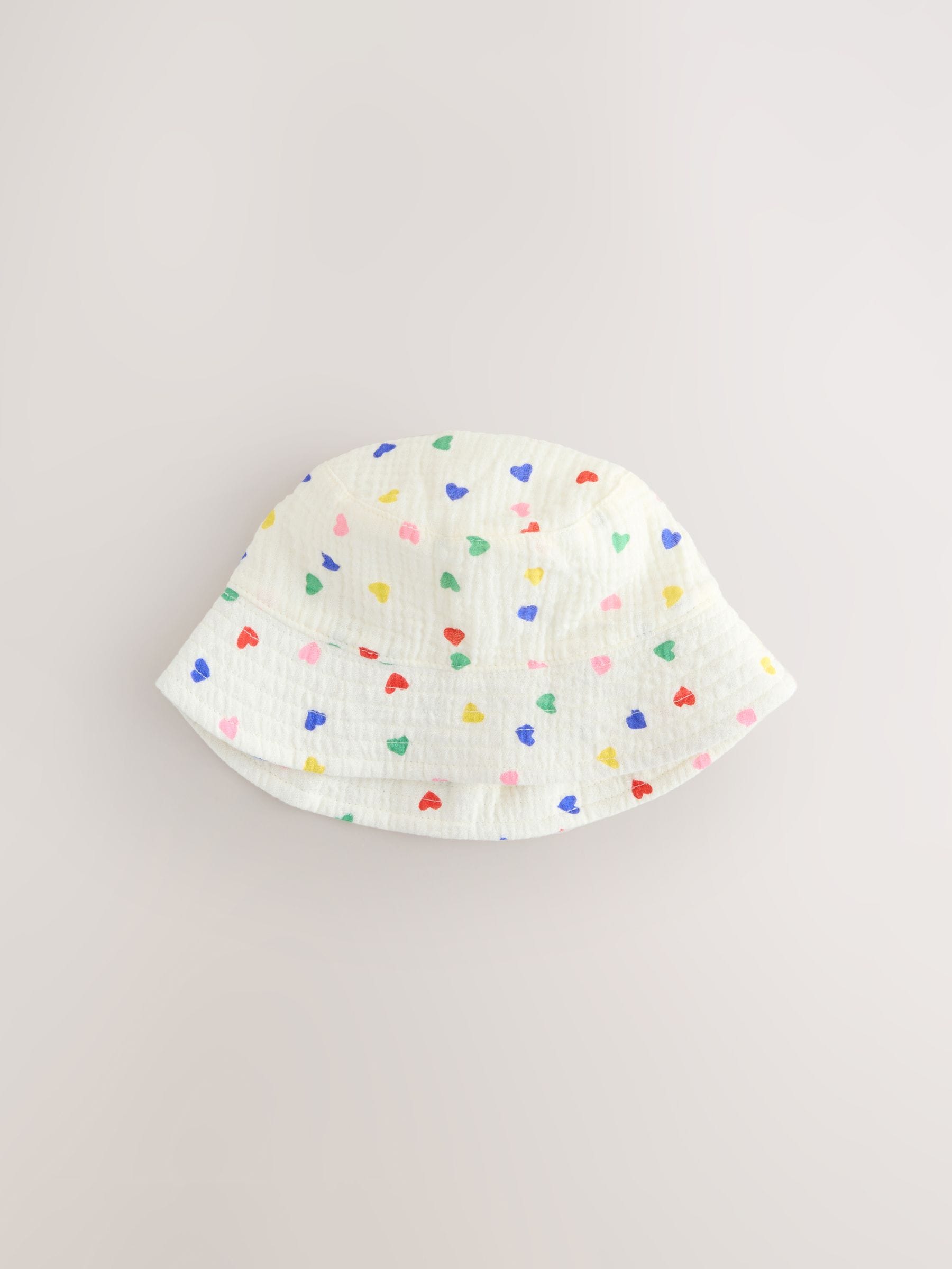 Baby bucket hats 2 pack white blue heart prints, UK version
