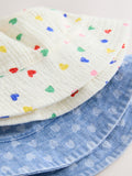 Baby bucket hats 2 pack white blue heart prints, UK version