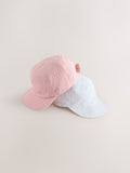 Baby hats pink and white broderie bow back 2 pack, UK version