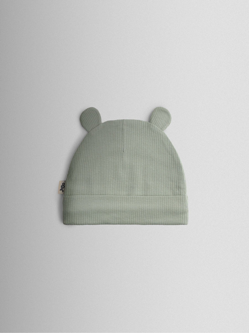 JoJo Maman Bébé bear hat 3-pack in sage, blue, beige, UK version