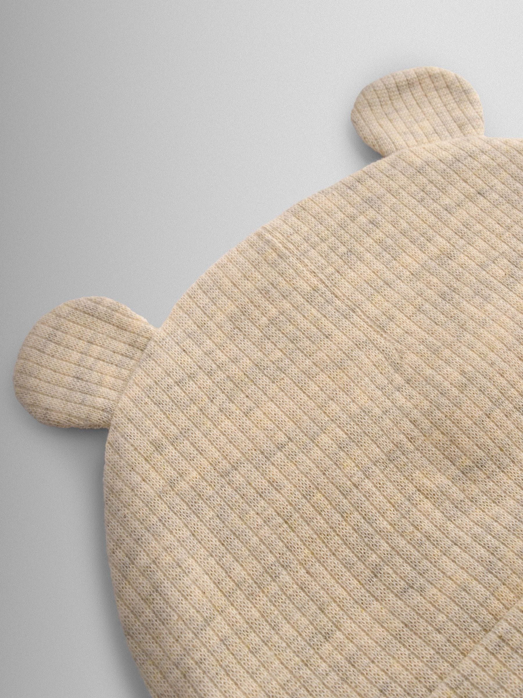 JoJo Maman Bébé bear hat 3-pack in sage, blue, beige, UK version