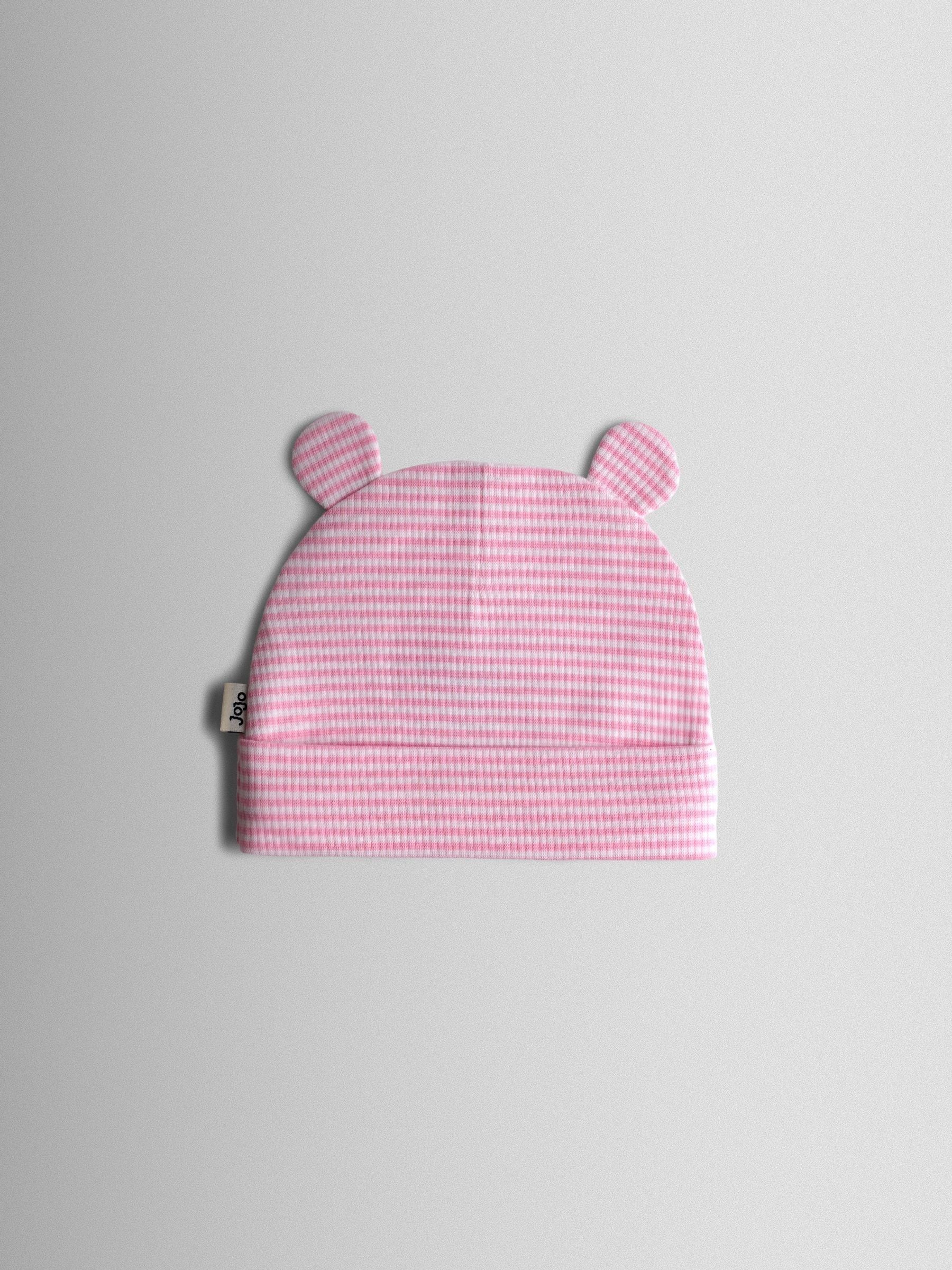 JoJo Maman Bébé 3-pack baby bear hats with 3D ears, imported from the UK