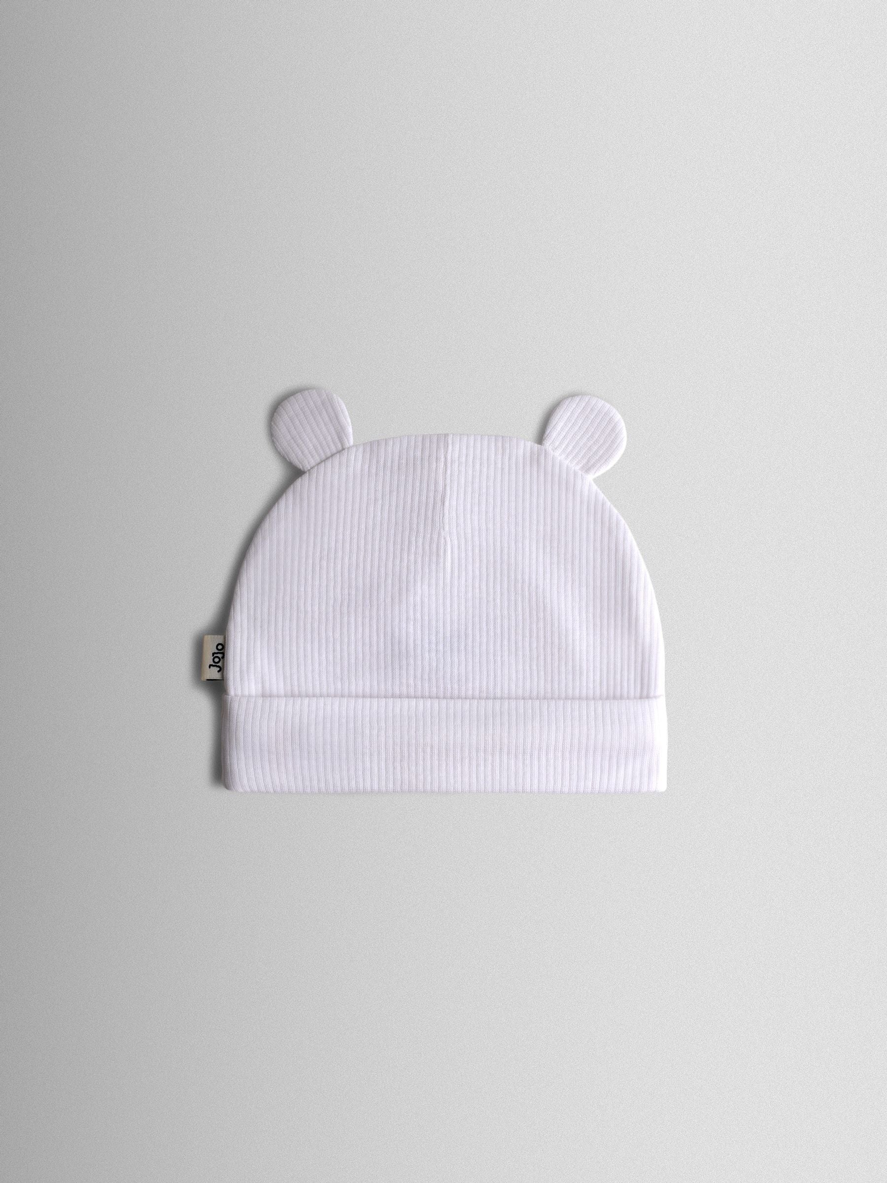 JoJo Maman Bébé 3-pack baby bear hats with 3D ears, imported from the UK
