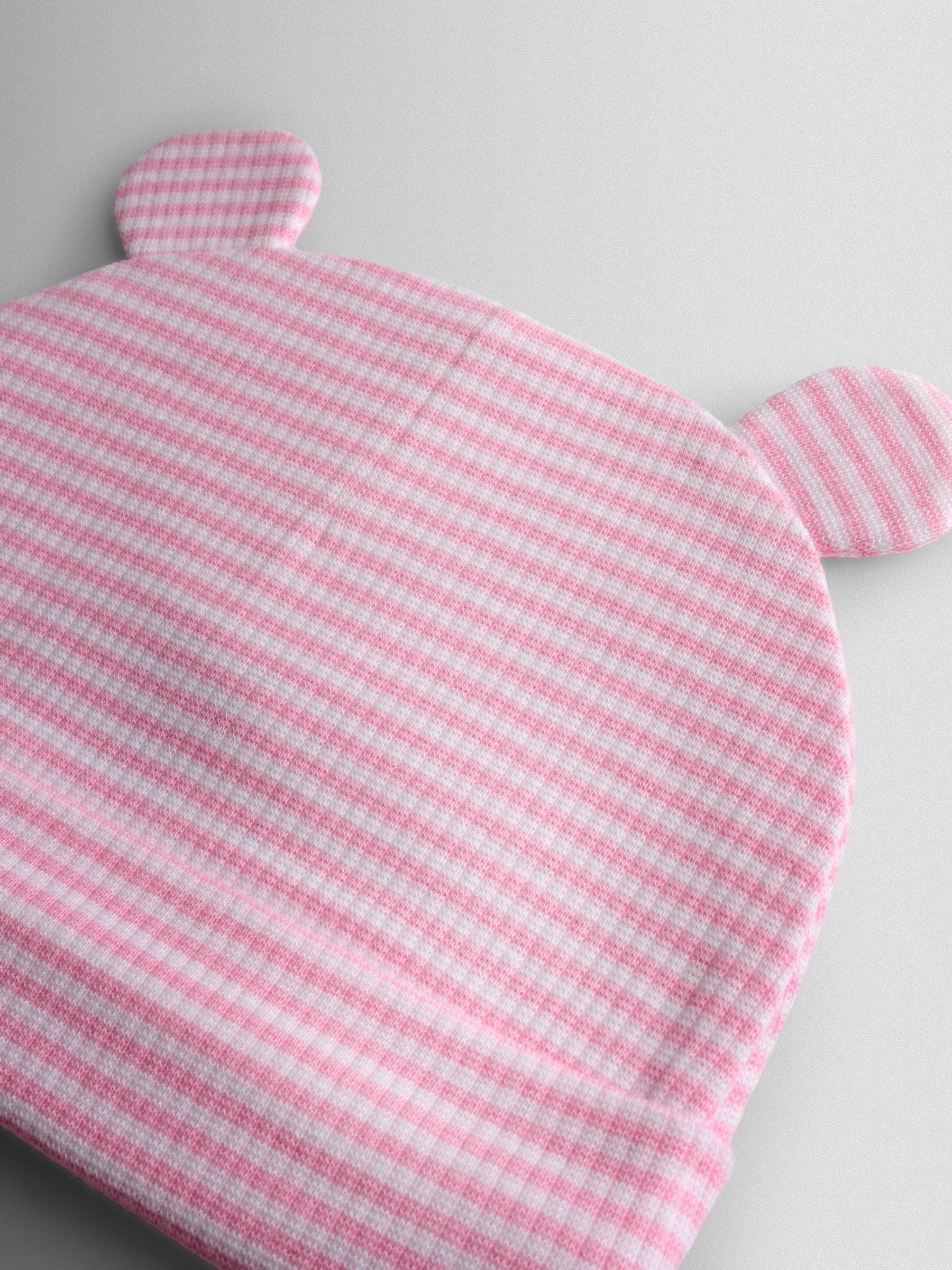 JoJo Maman Bébé 3-pack baby bear hats with 3D ears, imported from the UK