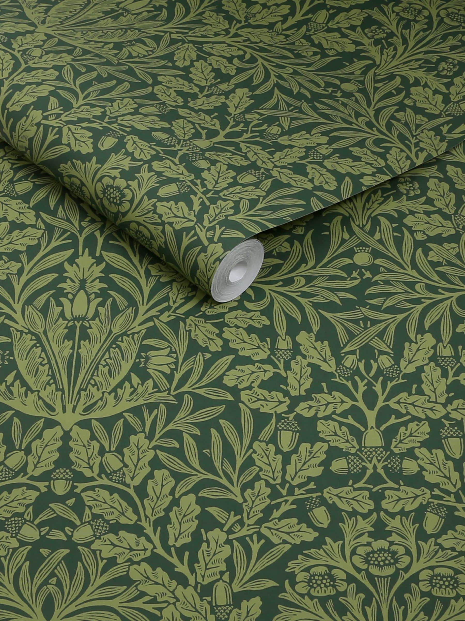 William Morris Garden Green Acorn wallpaper sample A4 (British brand)