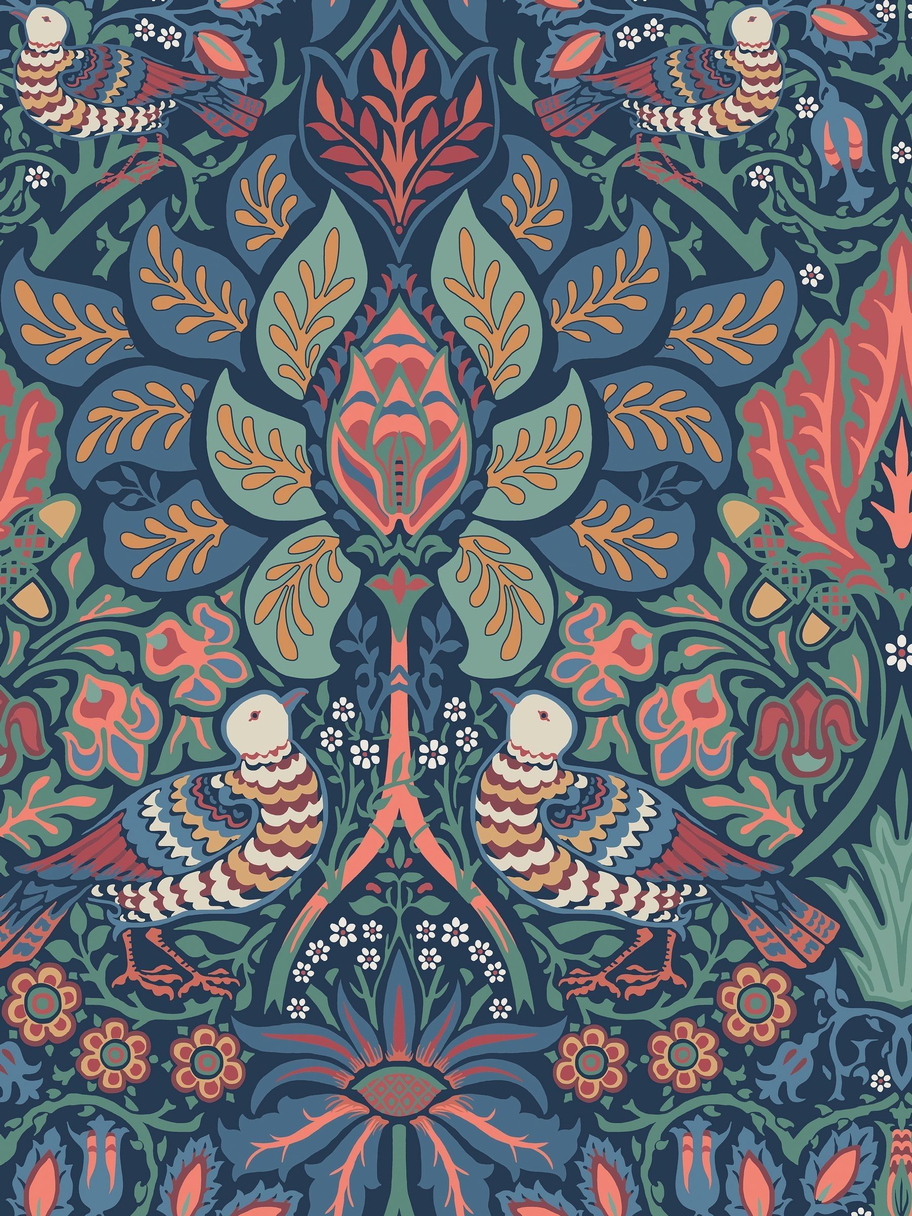 William Morris At Home Midsummer Dove and Rose wallpaper sample A4 (British brand)