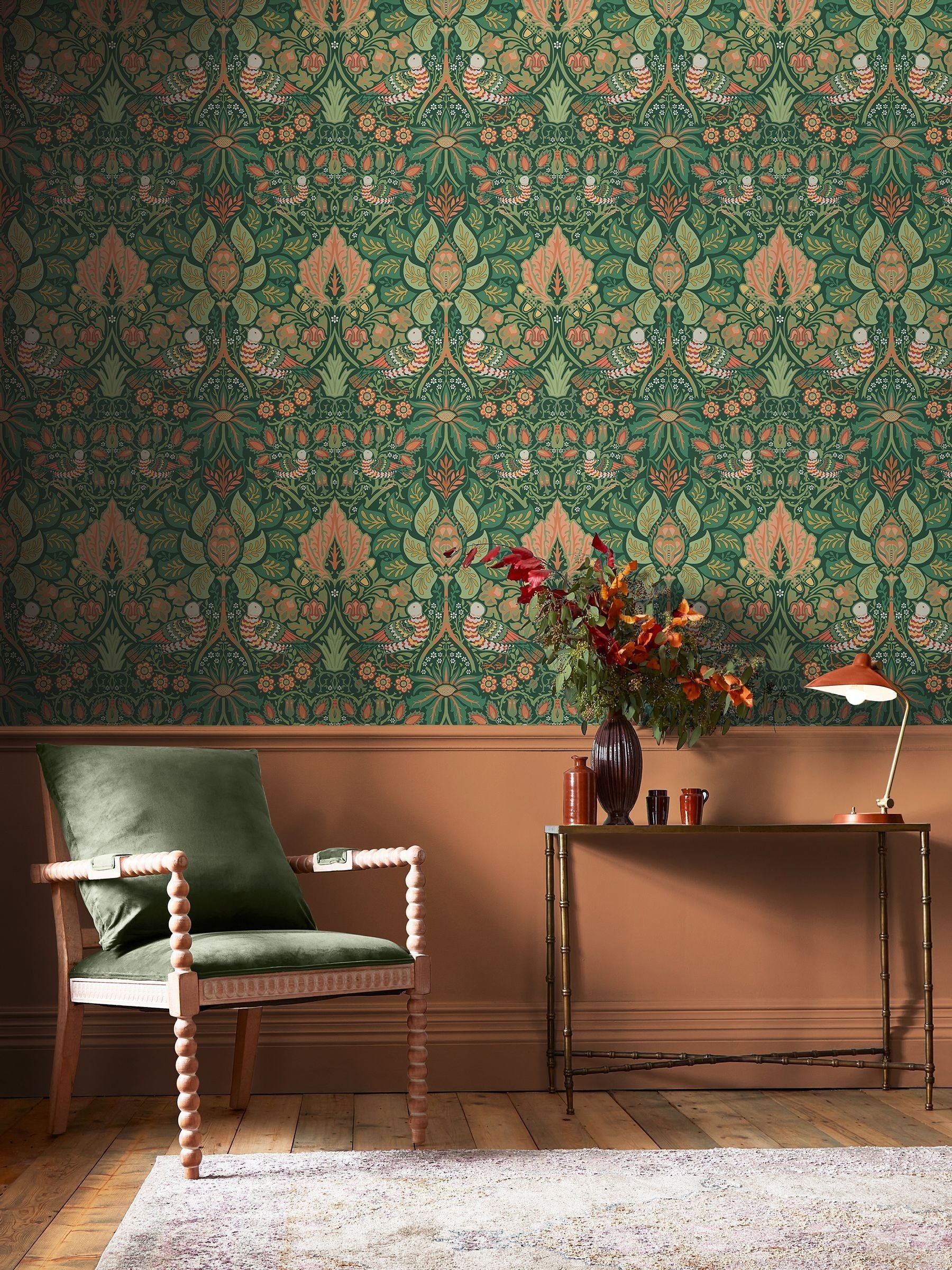 William Morris At Home Woodland Dove and Rose A4 Wallpaper Sample
