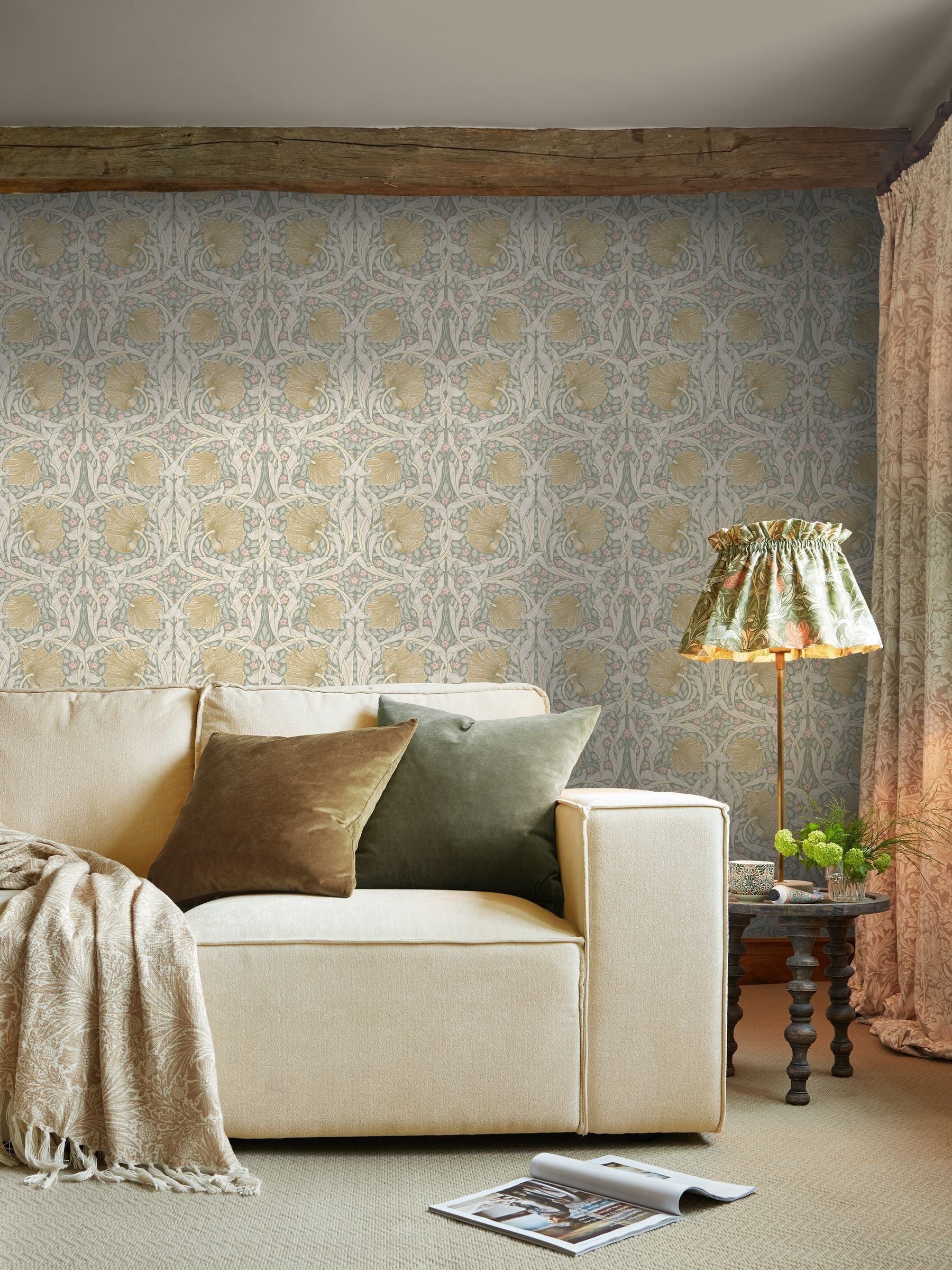 William Morris At Home Ocean Pimpernel Wallpaper Sample A4