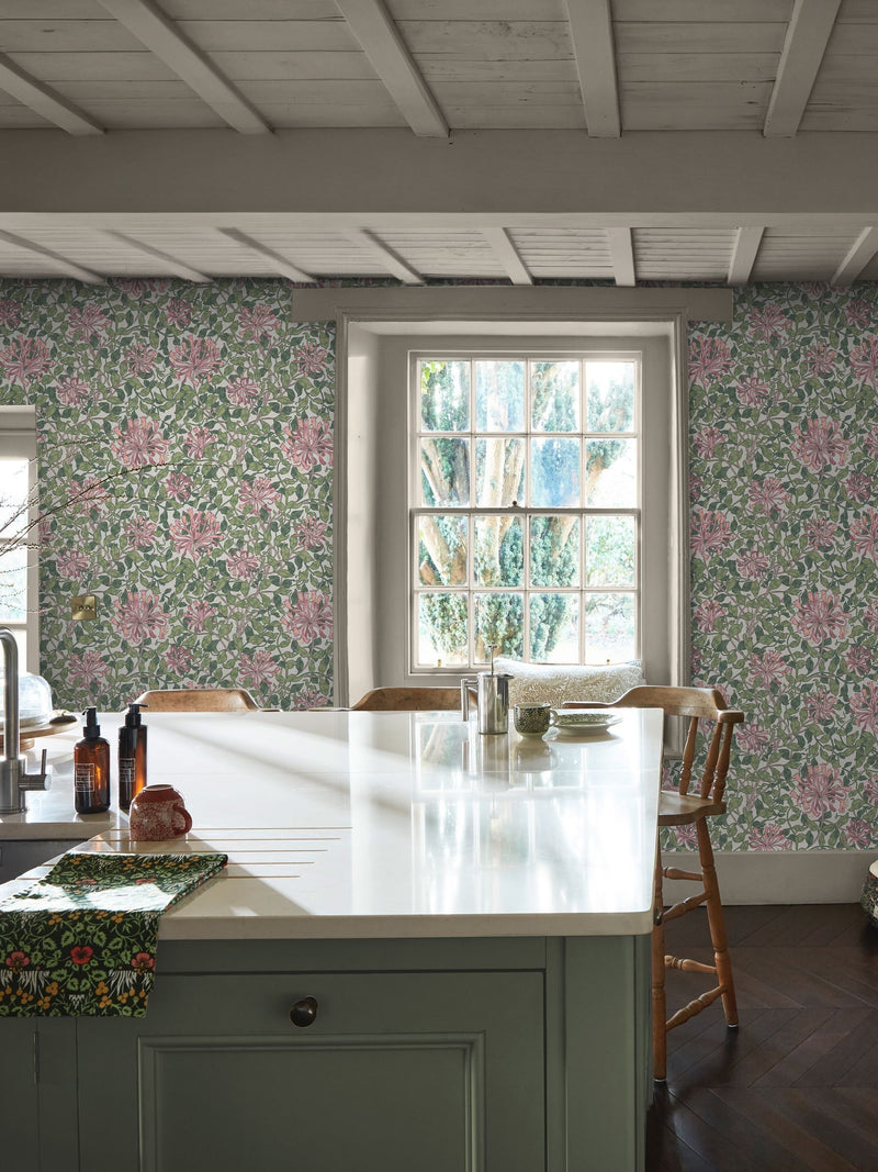 William Morris At Home Breeze Honeysuckle Wallpaper Sample A4