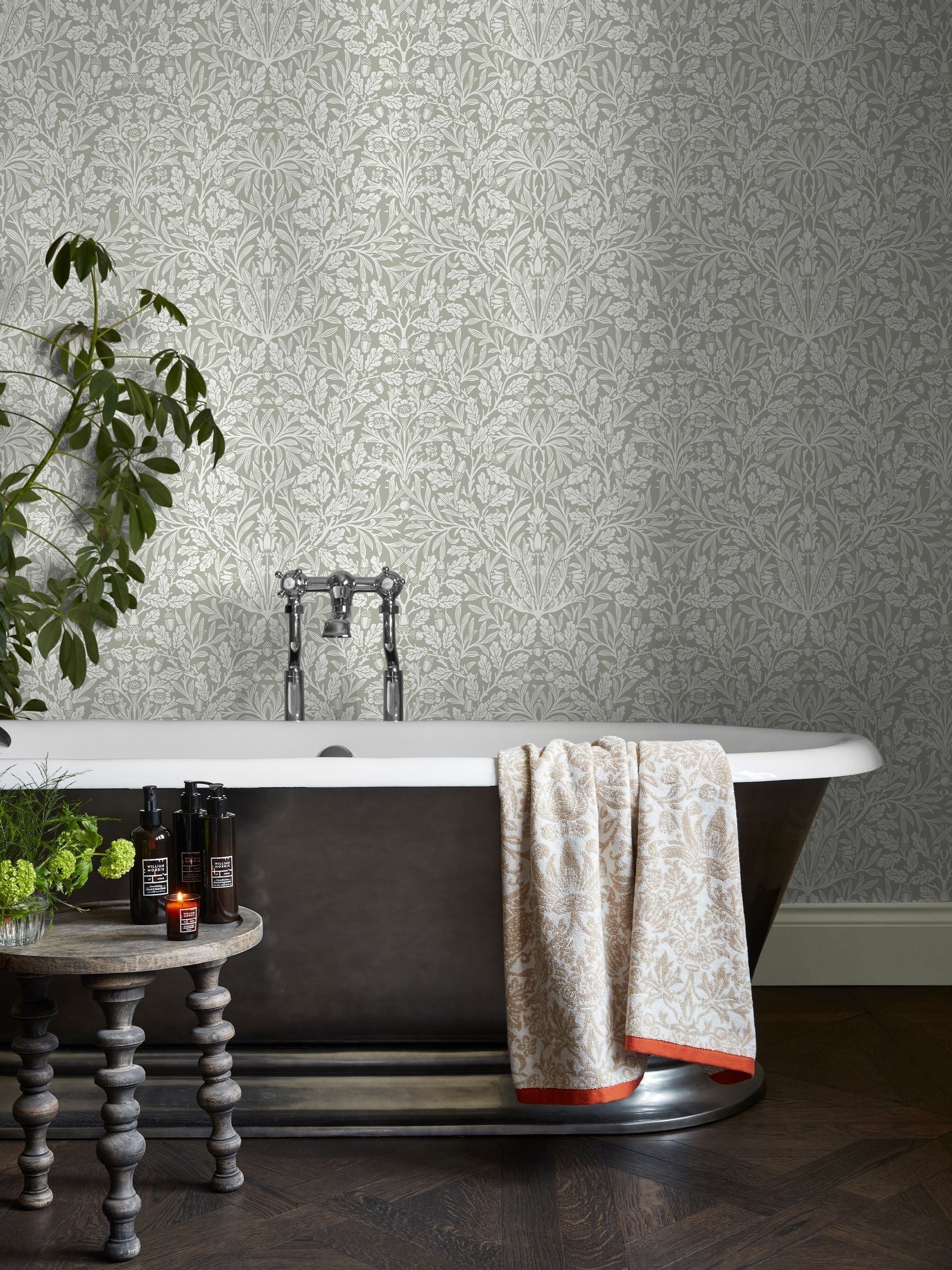 William Morris At Home Sage Acorn A4 Wallpaper Sample