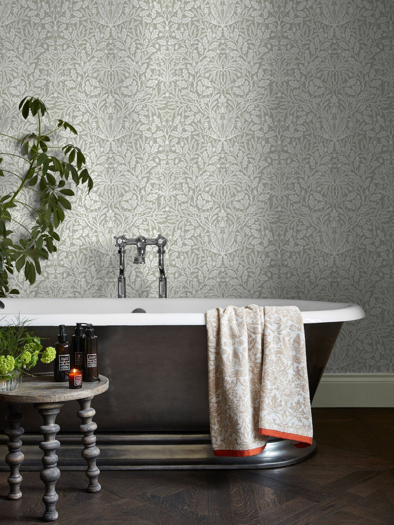 William Morris At Home Sage Acorn A4 Wallpaper Sample