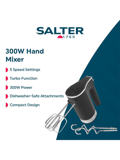 Salter Schwarzer 300W Elektrischer Handmixer