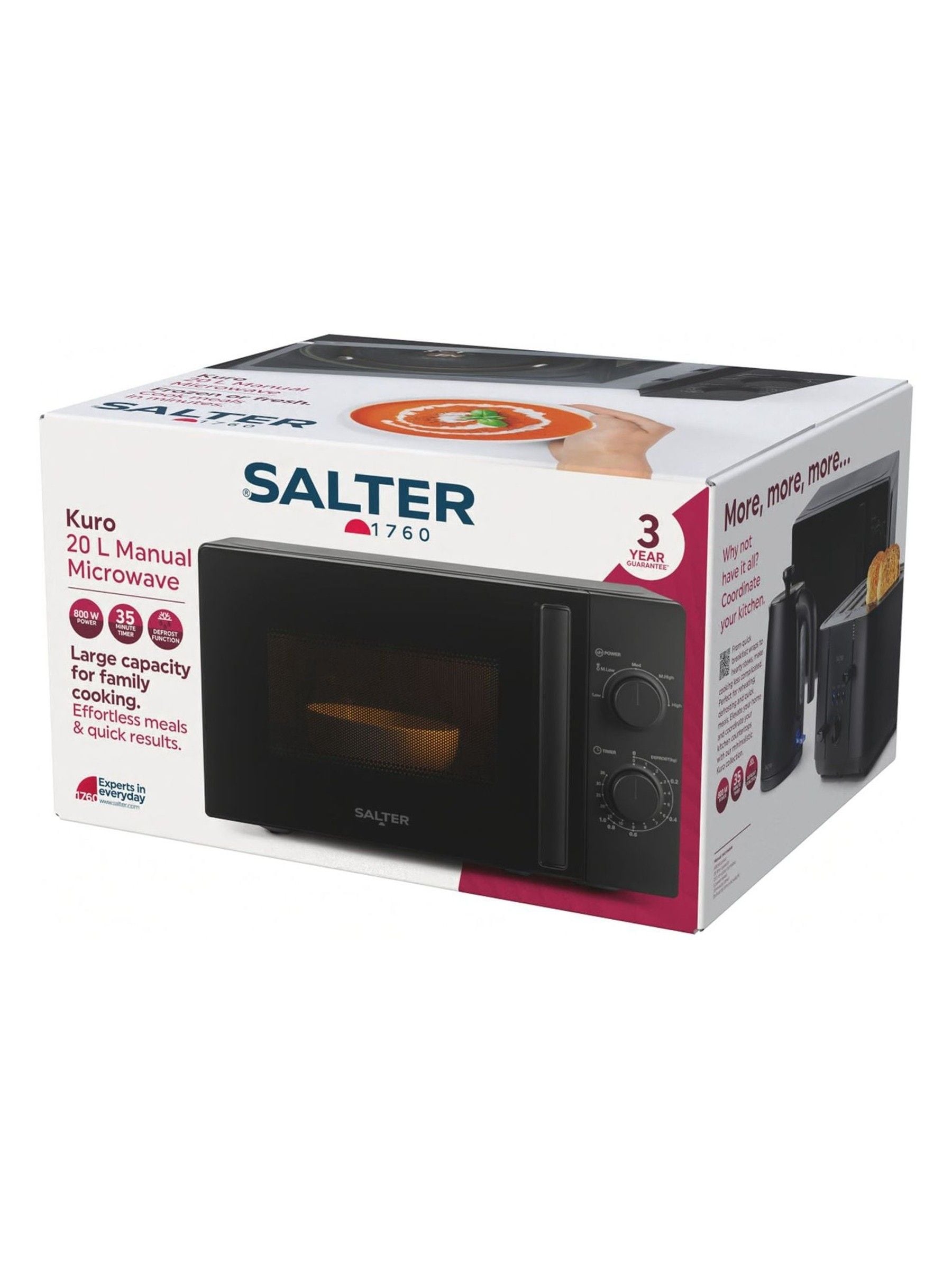 Salter Black Kuro 20L manual microwave oven (British brand)