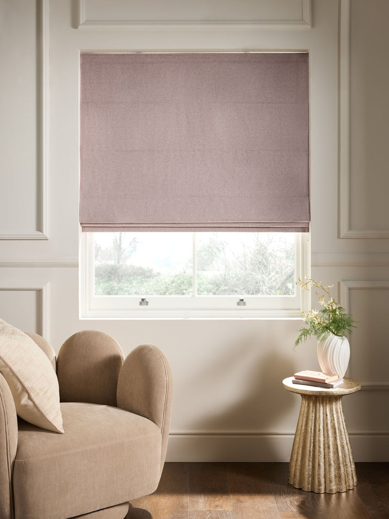 Pink Ready Made Blackout and Thermal Soft Marl Roman Blind