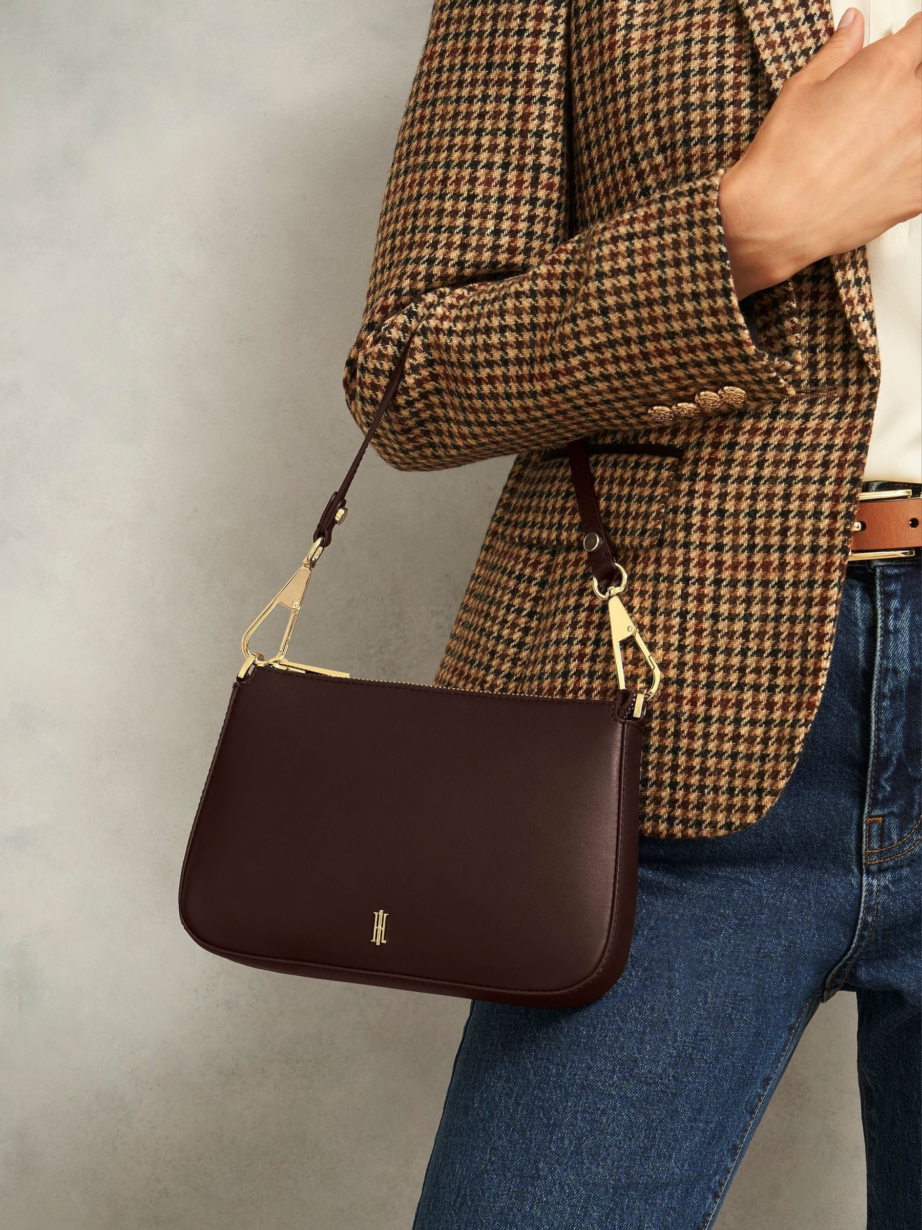 Hobbs Briella leather bag chocolate brown, UK version