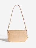 Lipsy gold raffia shoulder bag with floral hardware - British product