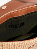 Lipsy gold raffia shoulder bag with floral hardware - British product