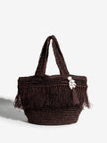 Lipsy chocolate brown raffia effect beach bag, UK version