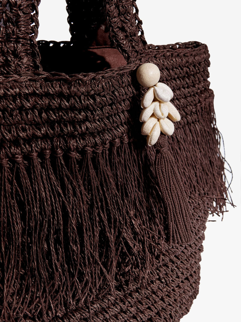 Lipsy chocolate brown raffia effect beach bag, UK version