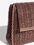 Friends Like These brown raffia foldover clutch bag - British product