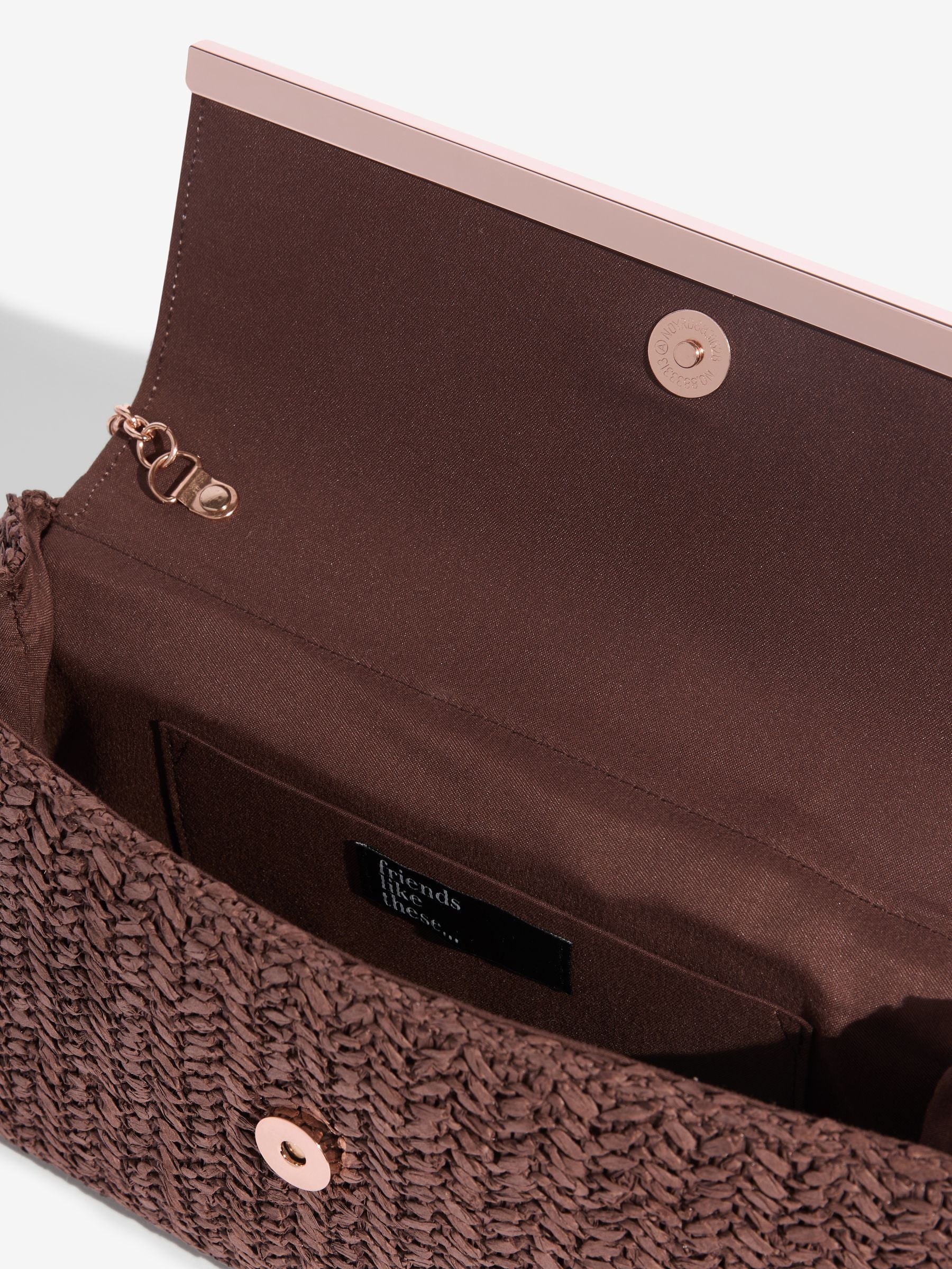 Friends Like These brown raffia foldover clutch bag - British product
