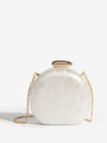 Friends Like These white round acrylic bridal clutch bag 14x10.5cm, UK version