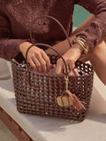 Friends Like These chocolate brown weave basket beach bag - British product