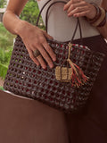 Friends Like These chocolate brown weave basket beach bag - British product