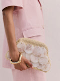 Friends Like These faux shell acrylic disc raffia clutch bag - UK version