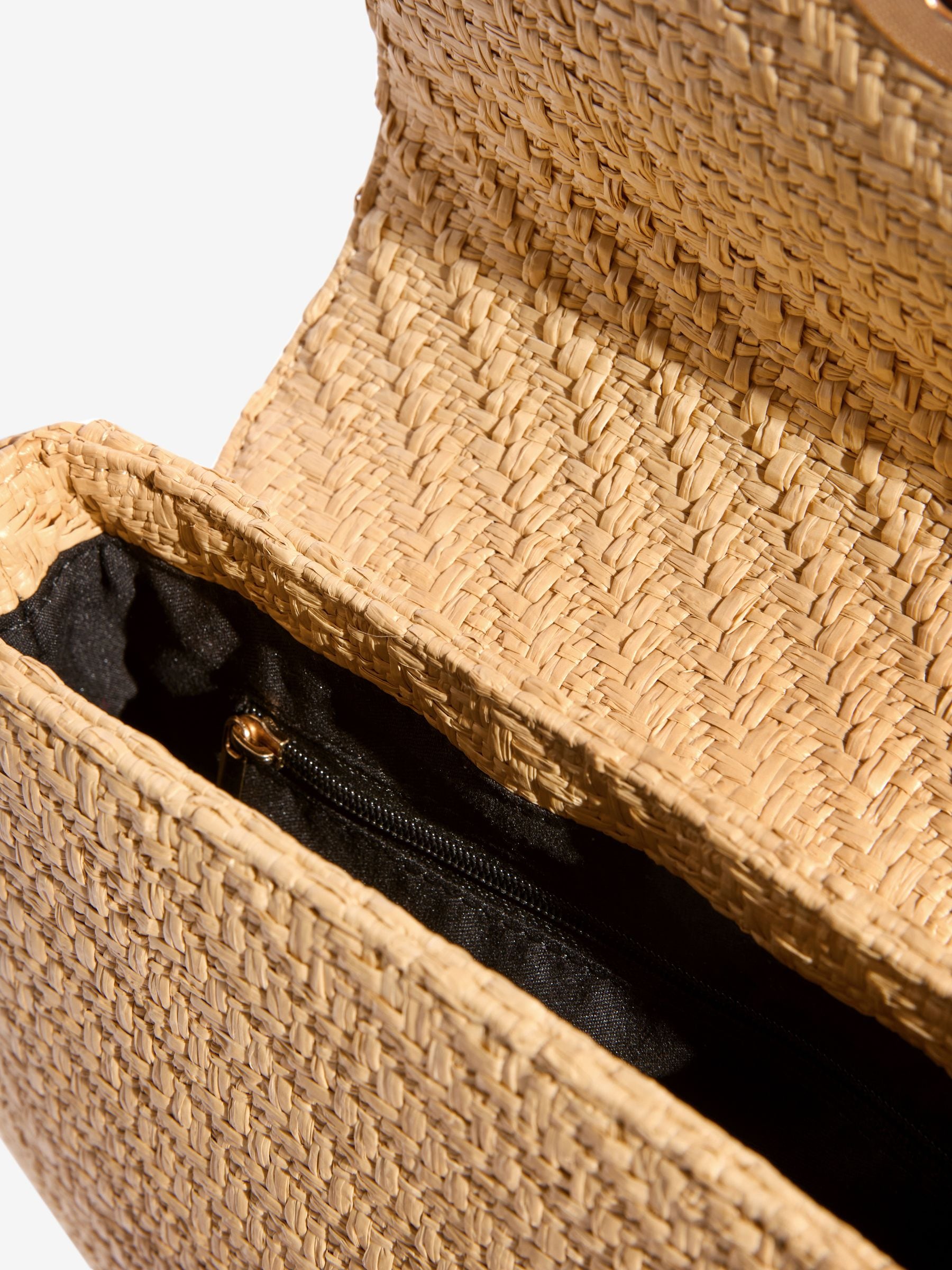 Love & Roses Raffia Saddle cross-body bag, imported from the UK