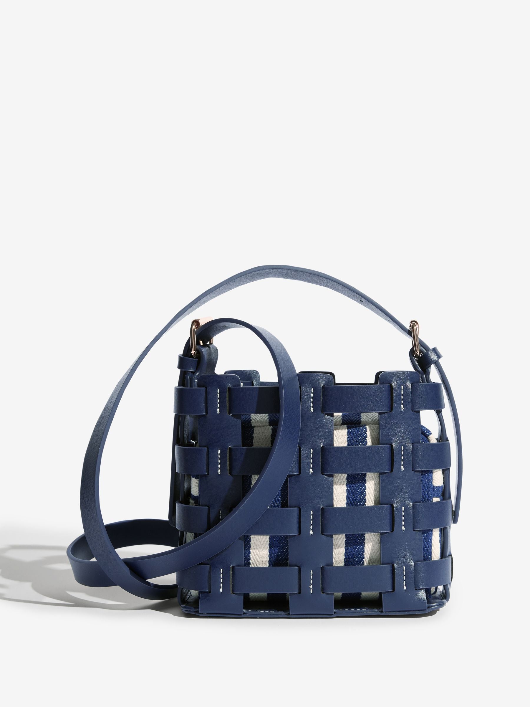 Love & Roses navy stripe weave cross-body bag (British brand)